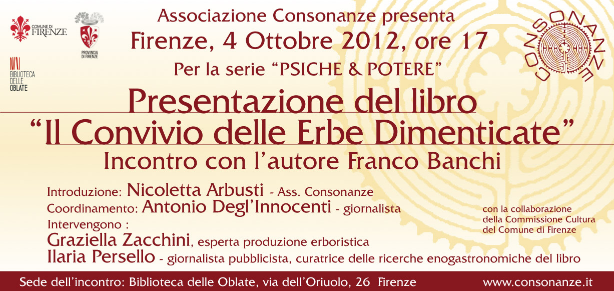 Presentazione del libro " IL CONVIVIO DELLE ERBE DIMENTICATE " Incontro con l'autore Franco Banchi